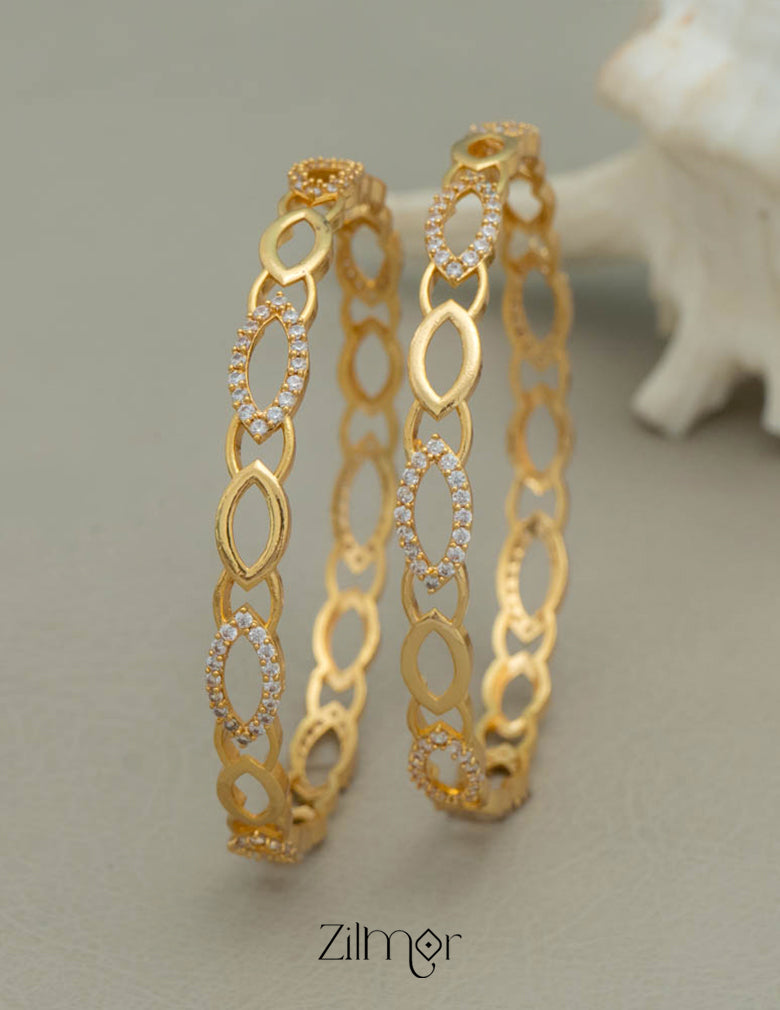SG100200  - Gold Plated stone bangle (pair) 3-Zilmor
