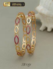 SG100200  - Gold Plated stone bangle (pair) 1-Zilmor