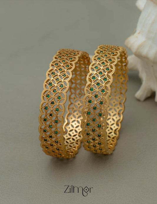 SG100982 - Gold Plated stone bangle (pair)