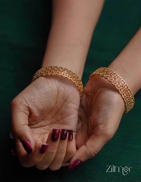 SG100982 - Gold Plated stone bangle (pair)