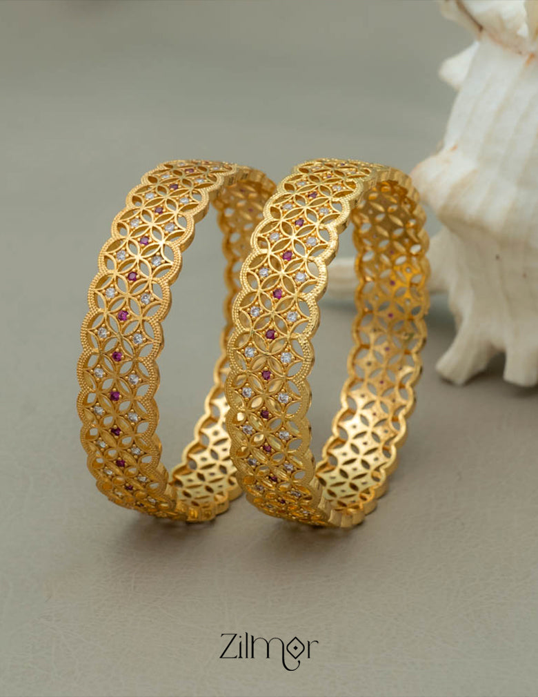 SG100982 - Gold Plated stone bangle (pair)