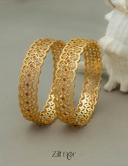 SG100982 - Gold Plated stone bangle (pair)