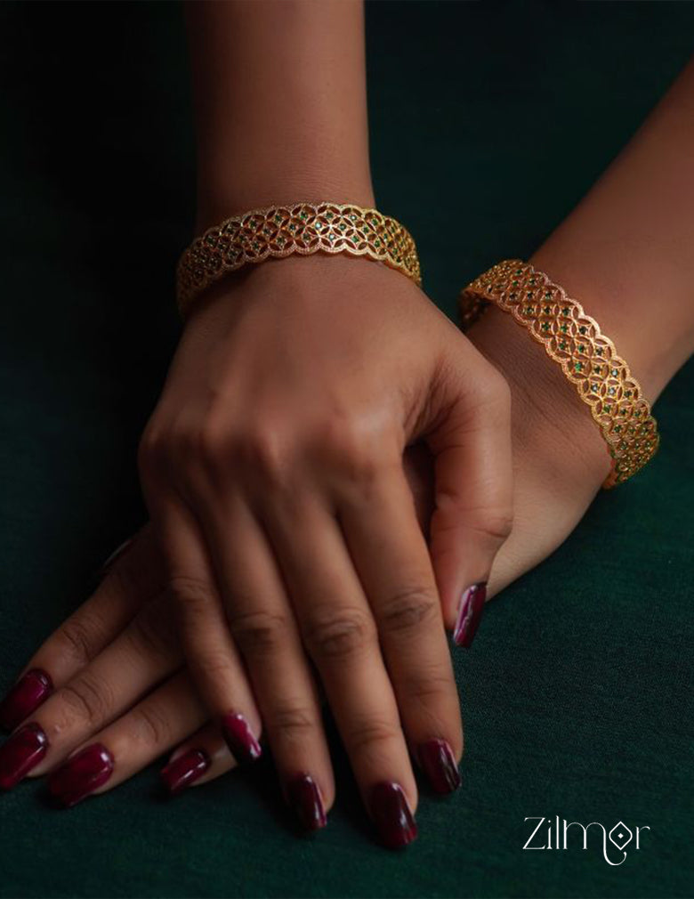 SG100982 - Gold Plated stone bangle (pair)