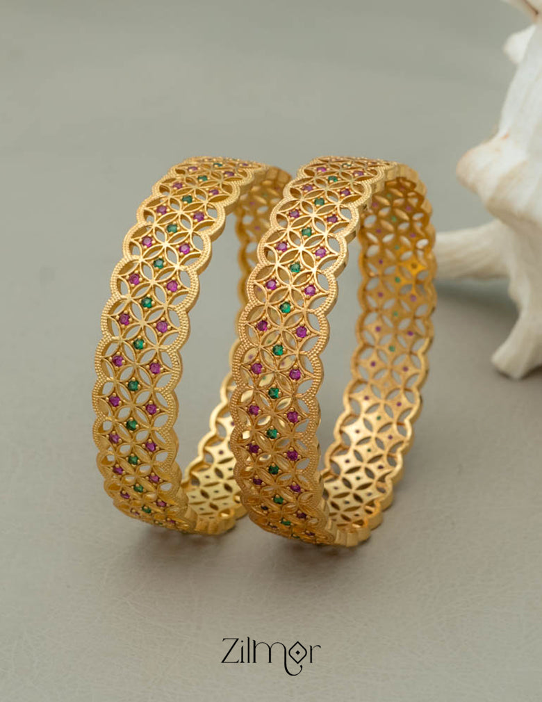 SG100982 - Gold Plated stone bangle (pair)