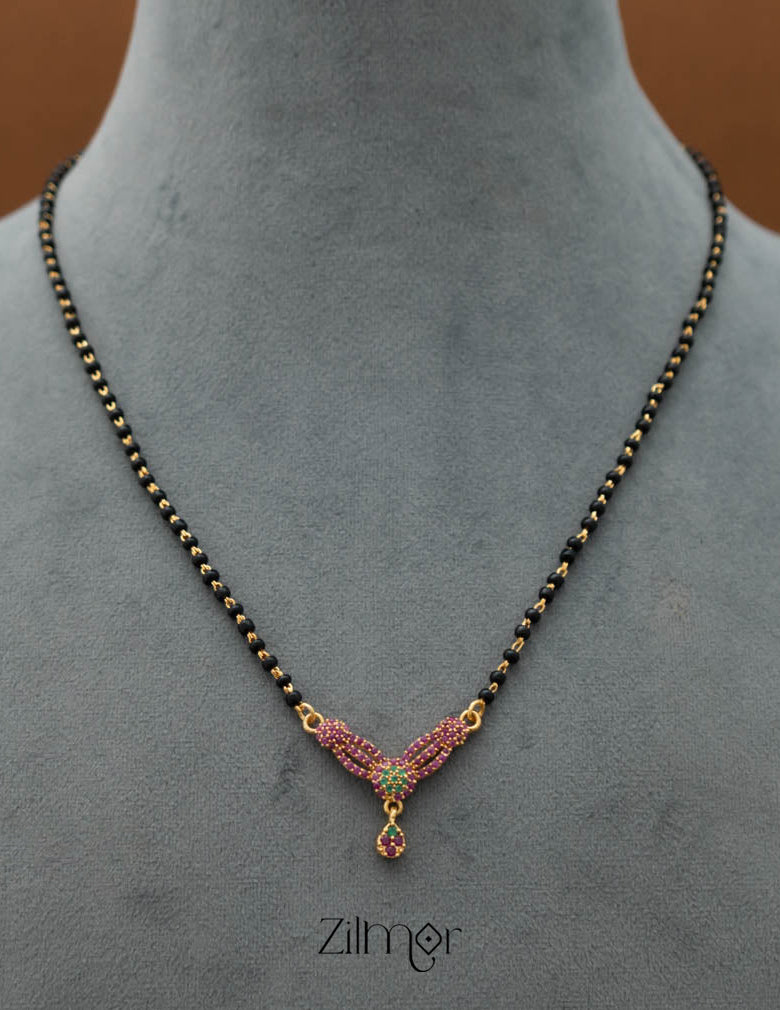 SG101429 - Gold Plated AD Stone Pendant Mangalsutra Necklace 2-Zilmor