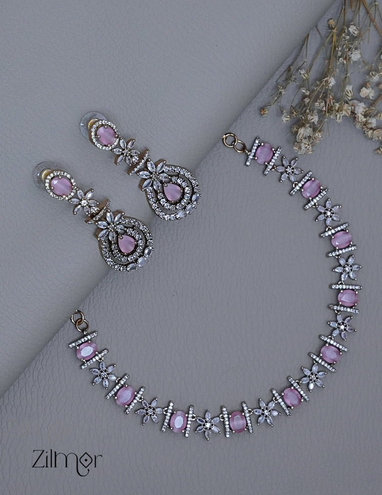 SN1011220 - Premium Antique AD Stone  Necklace with Earrings 2-Zilmor