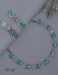 SN1011220 - Premium Antique AD Stone  Necklace with Earrings 3-Zilmor