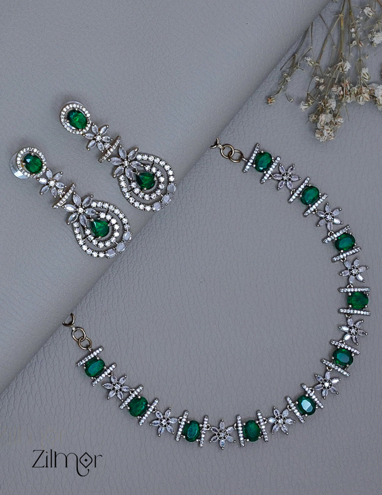 SN1011220 - Premium Antique AD Stone  Necklace with Earrings 4-Zilmor