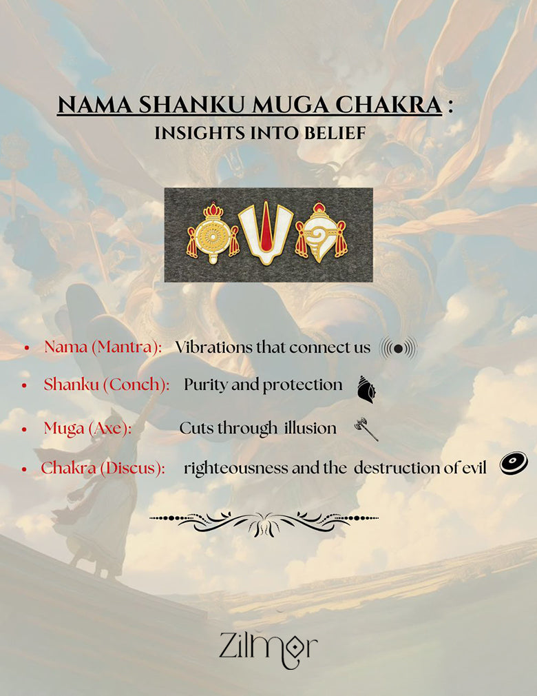 SN1011791 - AD Stone Shanku Chakra Perumal Pendant With  Long Pearl Necklace Earrings Set 5-Zilmor