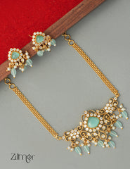 SN1011324 - Premium Antique AD Stone Pendant Necklace with Earrings 3-Zilmor