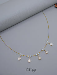 SN1011423- AD Stone with Pearl Pendant Hanging Invisible Necklace 1-Zilmor