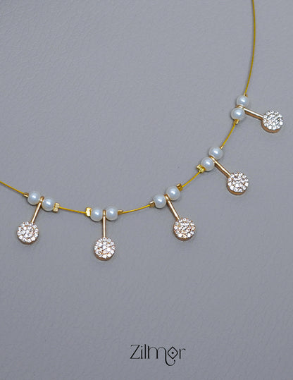 SN1011423- AD Stone with Pearl Pendant Hanging Invisible Necklace 3-Zilmor