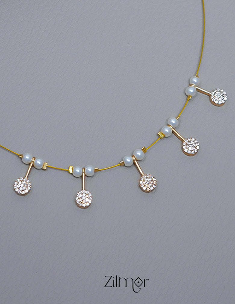 SN1011423- AD Stone with Pearl Pendant Hanging Invisible Necklace 3-Zilmor