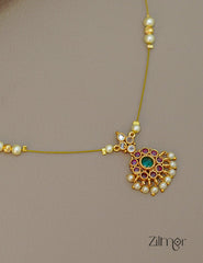 SN1011448-  Stone with Pearl  Invisible Necklace Earring set 3-Zilmor