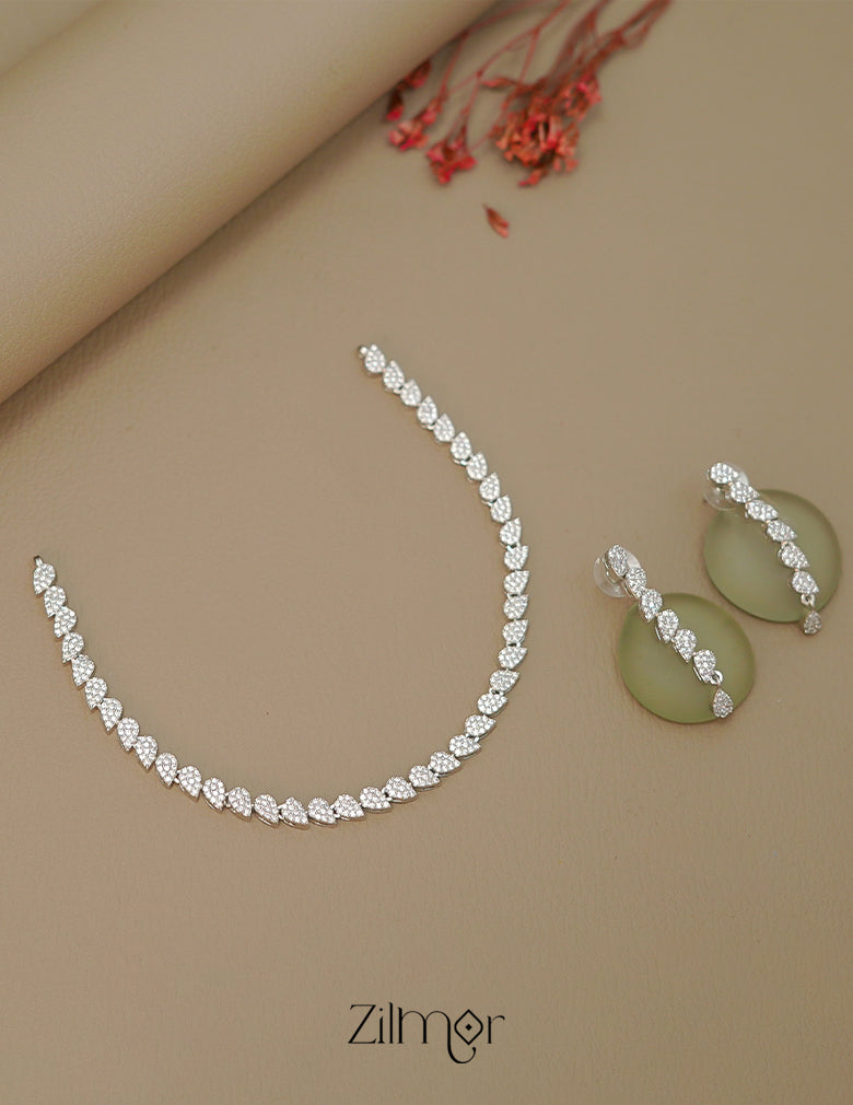 SN1011449 - AD Stone Choker Necklace Earrings Set 1-Zilmor