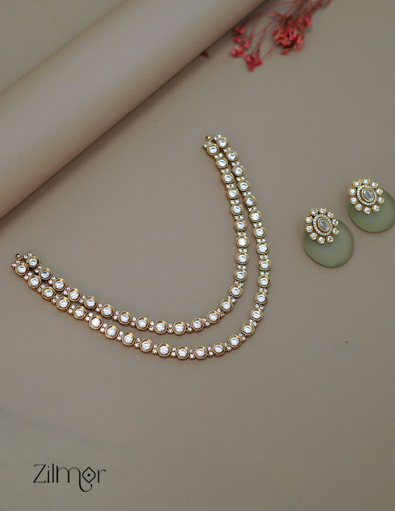 SN1011450 - Moissanite Stone Double Layer Necklace Earrings Set 2-Zilmor