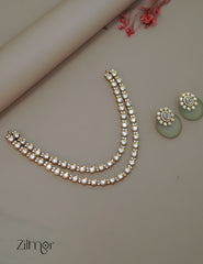 SN1011450 - Moissanite Stone Double Layer Necklace Earrings Set 2-Zilmor