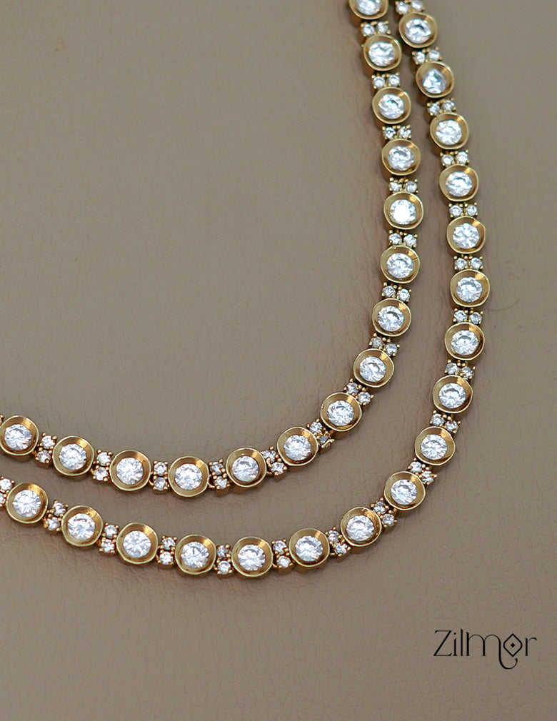 SN1011450 - Moissanite Stone Double Layer Necklace Earrings Set 3-Zilmor