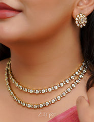 SN1011450 - Moissanite Stone Double Layer Necklace Earrings Set 4-Zilmor