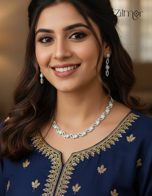 SN1011456 - AD Stone Choker Necklace Earrings Set