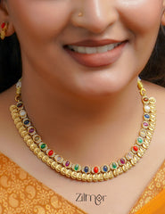 SN1011459 -  Traditional Navaratna Stones Necklace Earring Set 1-Zilmor