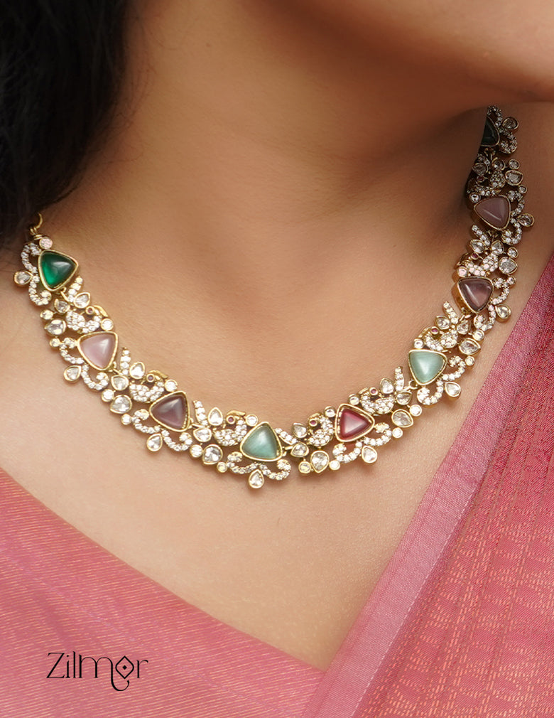 SN1011460 - AD Stone Bridal Necklace Earrings Set 5-Zilmor