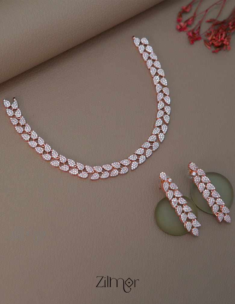 SN1011461 - AD Stone Choker Necklace Earrings Set 2-Zilmor