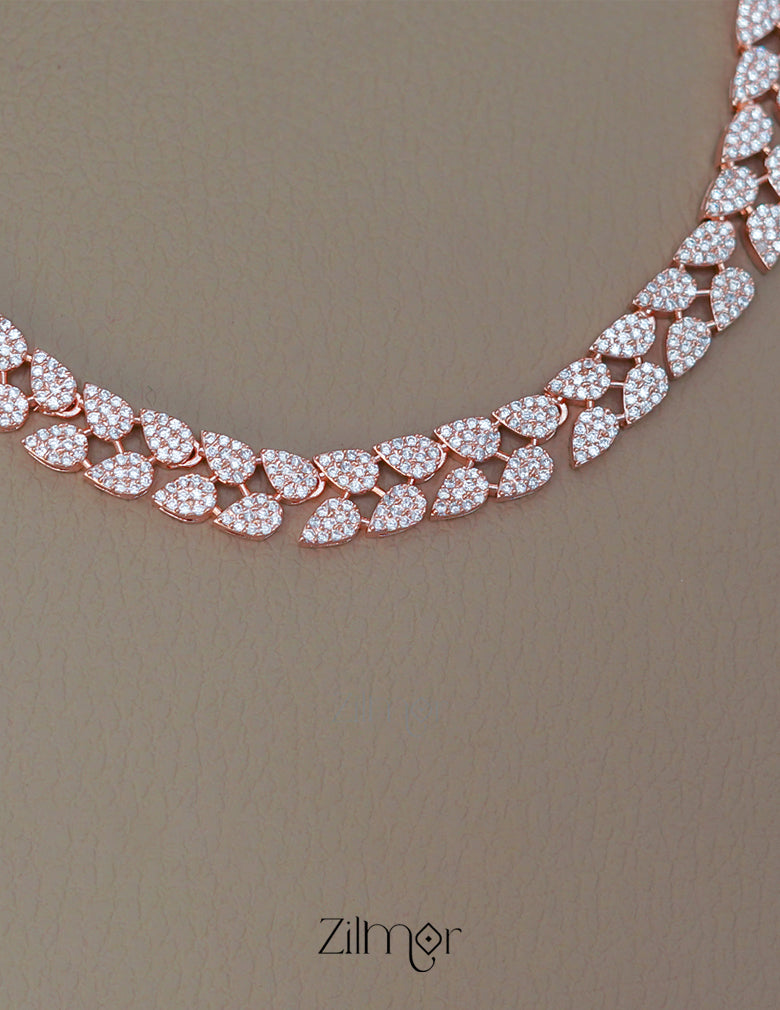 SN1011461 - AD Stone Choker Necklace Earrings Set 4-Zilmor