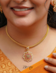 SN1011463 - AD Stone Pendant Antique Necklace Earrings Set 1-Zilmor