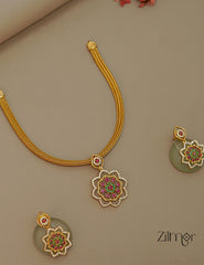 SN1011463 - AD Stone Pendant Antique Necklace Earrings Set 2-Zilmor