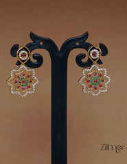 SN1011463 - AD Stone Pendant Antique Necklace Earrings Set 3-Zilmor