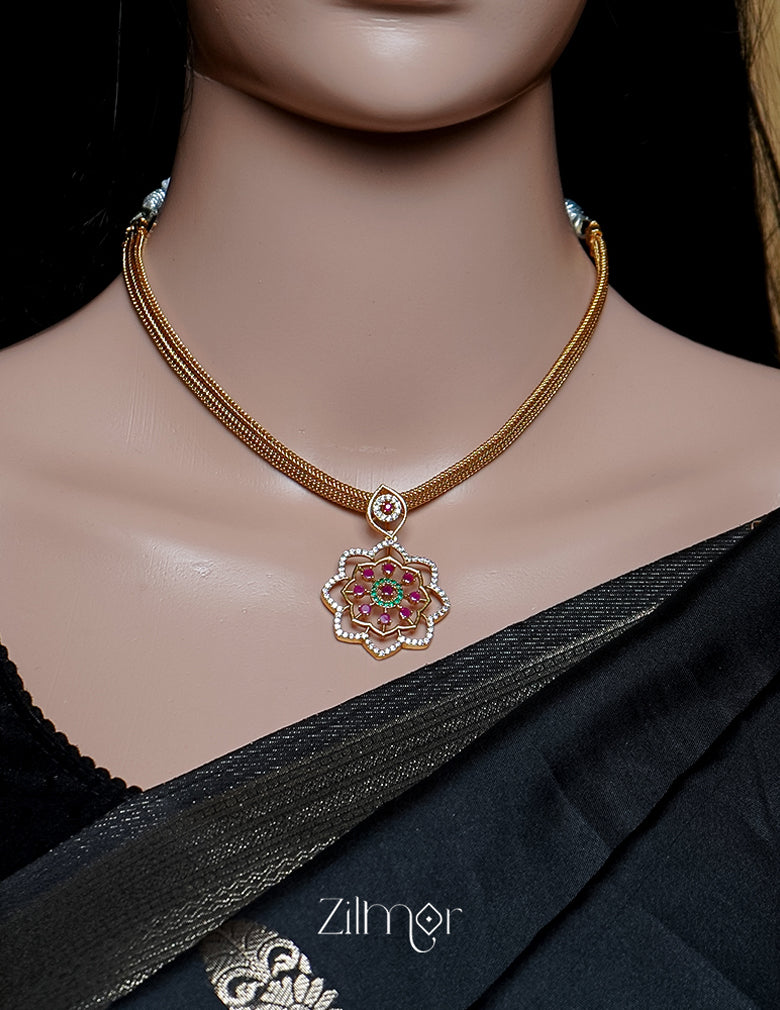 SN1011463 - AD Stone Pendant Antique Necklace Earrings Set 5-Zilmor