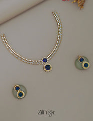 SN1011473- AD Stone Choker Necklace Earrings Set 4-Zilmor