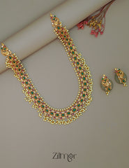 SN1011474 - Premium Antique AD Stone Pearl Hanging Necklace Earrings Set 4-Zilmor
