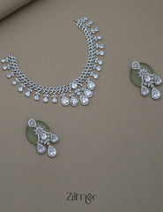 SN1011476 - AD Stone Choker Necklace Earrings Set 2-Zilmor