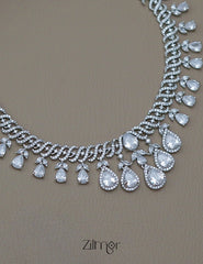 SN1011476 - AD Stone Choker Necklace Earrings Set 3-Zilmor