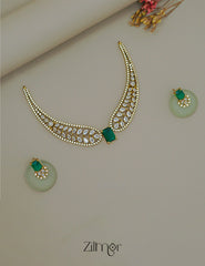 SN1011480 - AD Stone Choker Necklace Earrings Set (color option) 2-Zilmor