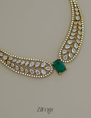 SN1011480 - AD Stone Choker Necklace Earrings Set (color option) 4-Zilmor