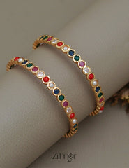 SN1011484 - Traditional Navaratna Stones  Bangle (Pair) 1-Zilmor