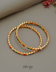 SN1011484 - Traditional Navaratna Stones  Bangle (Pair) 4-Zilmor