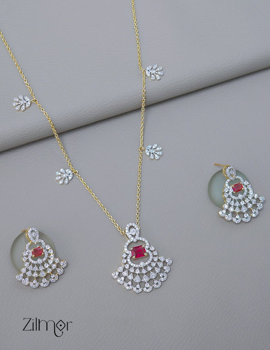 SN1011562 - AD Stone  Necklace Earrings Set (color option)