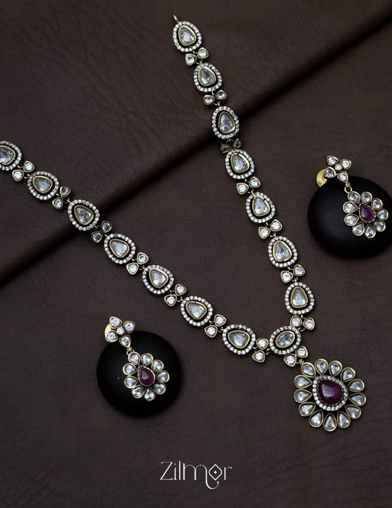 SN101325 - Victorian Stone Necklace Earring Set 1-Zilmor