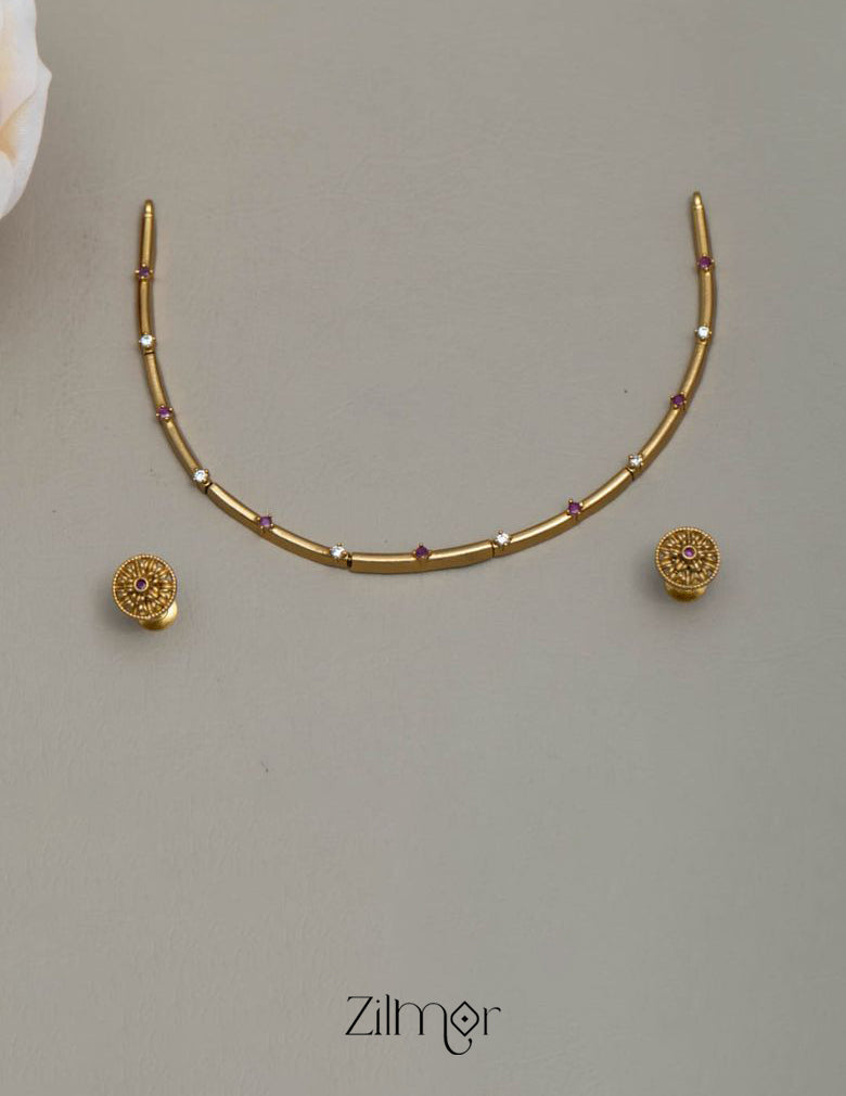 SN101494 - Premium Antique  Ad Necklace with Earrings 2-Zilmor