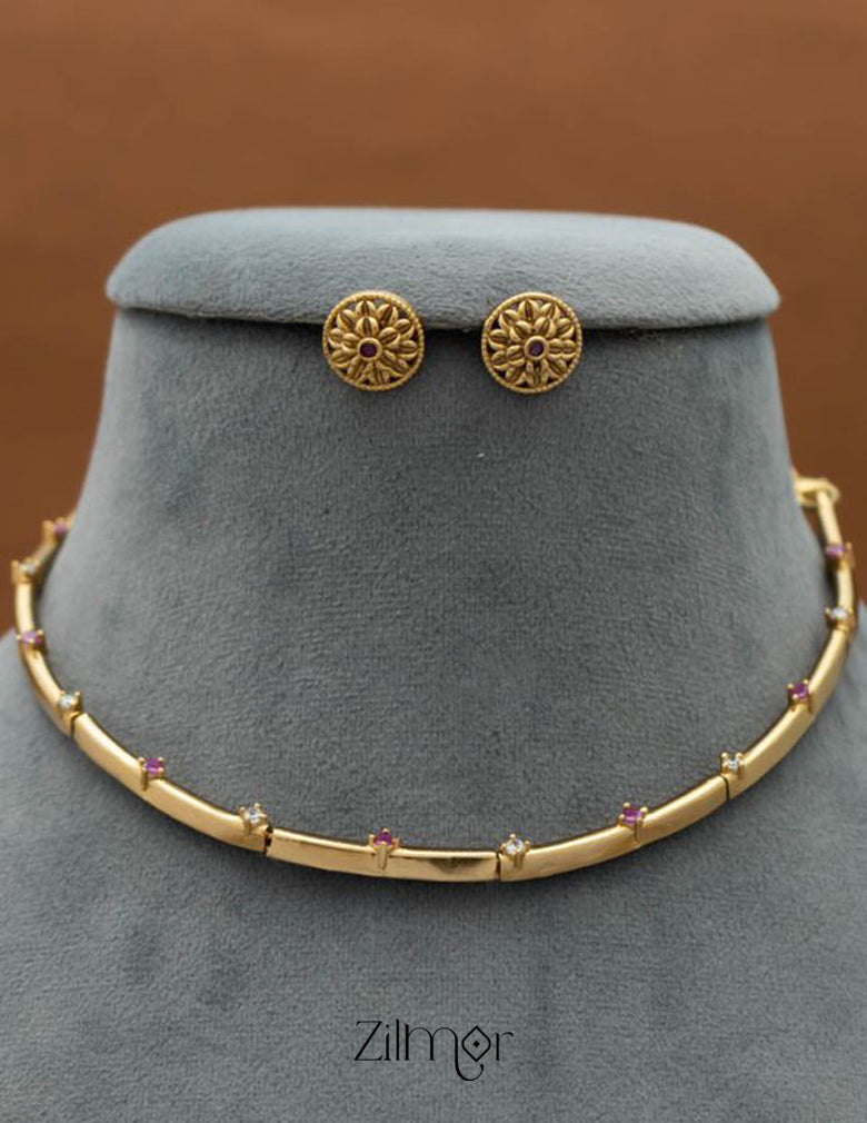 SN101494 - Premium Antique  Ad Necklace with Earrings 4-Zilmor