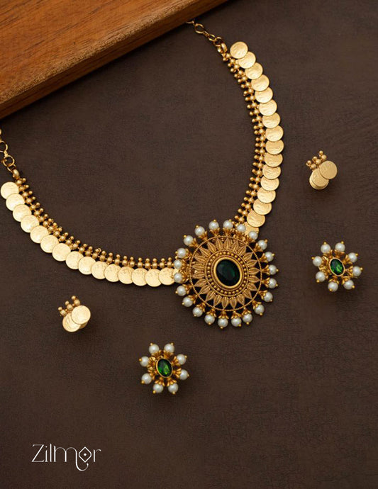 SN101572  - Antique Kaashu Necklace with Changable Pendant 2 Earring Set