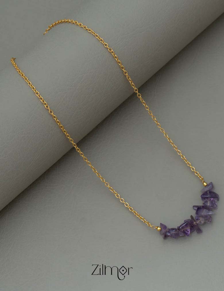 Semiprecious Stone Pendant Necklace (color option) - AS100827 5-Zilmor