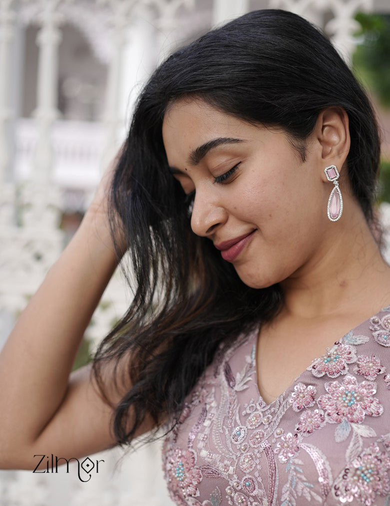 Silver AD Stone Earrings -OT100785 2-Zilmor