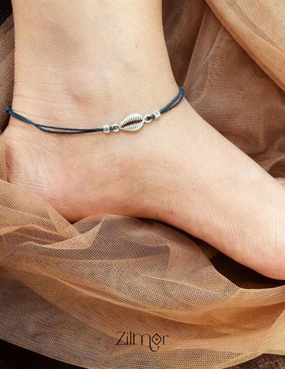 Silver Shell and Beads charm anklet  - KY100456 1-Zilmor