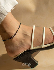Silver Shell and Beads charm anklet  - KY100456 2-Zilmor