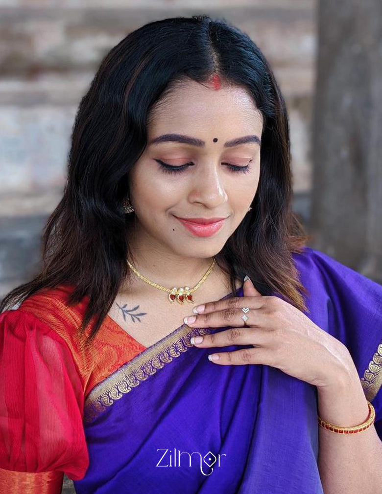 Simple Jewellery Simple Necklace On Saree Simple Jewellery Set For